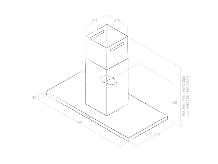 Bản vẽ kỹ thuật máy hút mùi đảo ELICA THIN ISLAND IX/A/120