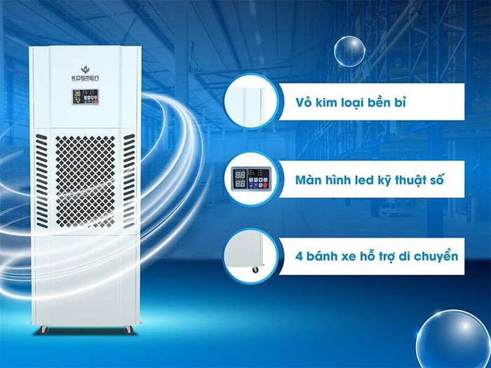 Máy hút ẩm Kosmenr KM 180S có thiết kế đẹp, chắc chắn