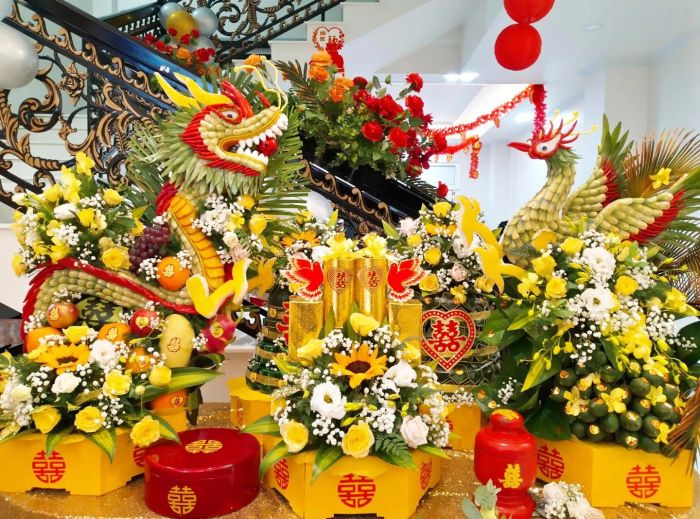 Tác phẩm nghệ thuật từ mâm quả cưới Hoàng Nam