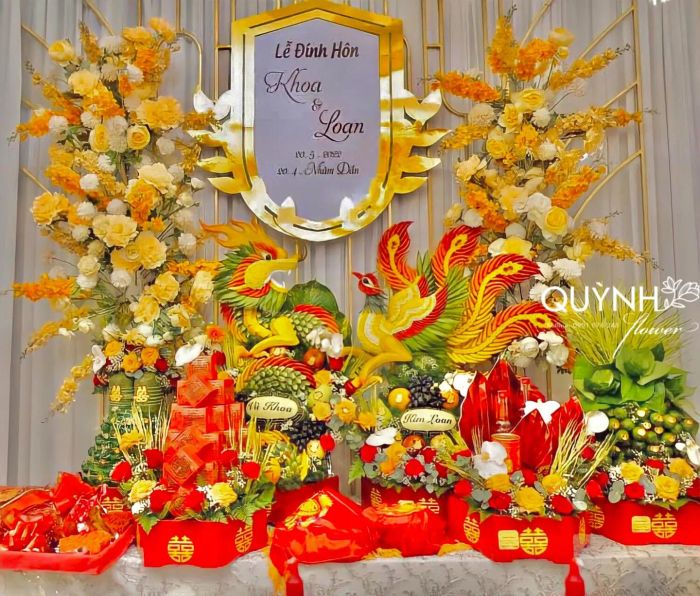 Hình ảnh mâm quả cưới hỏi tại Quỳnh Flower