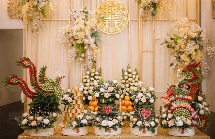 Không gian trang trí cưới hỏi sang trọng tại Châu Nhung