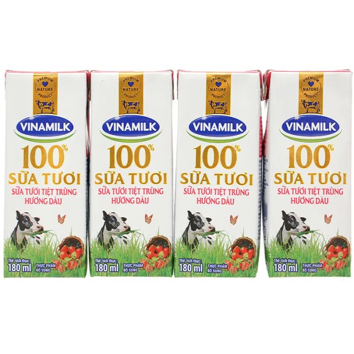 Sữa tươi tiệt trùng Vinamilk 100% Sữa Tươi hương dâu hình 1