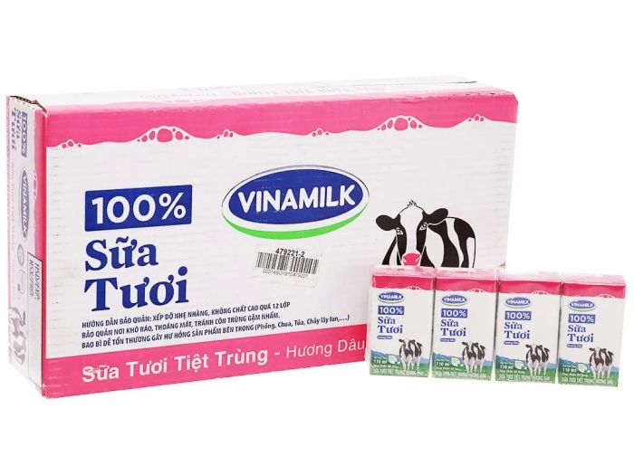 Sữa tươi tiệt trùng Vinamilk 100% Sữa Tươi hương dâu hình 2
