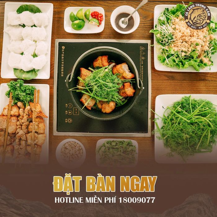 Không gian thưởng thức chả cá Lăng Thung Cấm đậm chất truyền thống