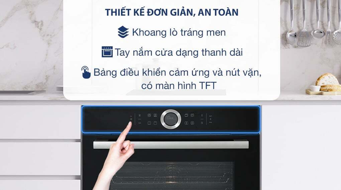 Lò nướng âm tủ Bosch HBG634BB1B có thiết kế hiện đại, sang trọng