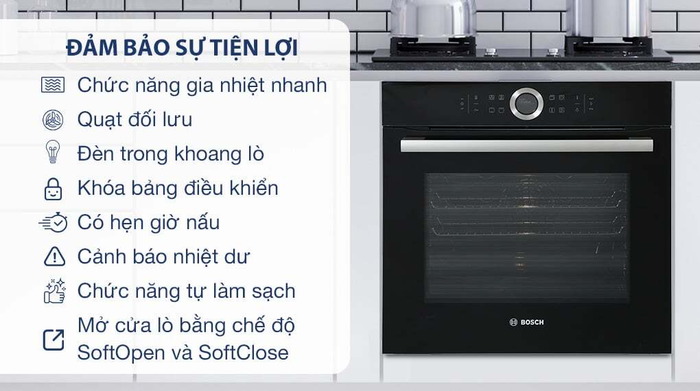 Lò nướng âm tủ Bosch HBG633BB1B tích hợp nhiều tiện ích thông minh