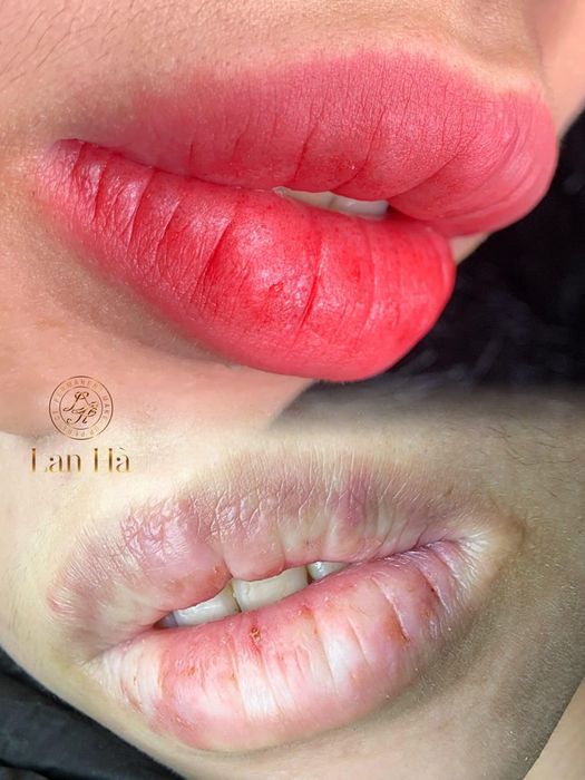 Hình ảnh thực tế kết quả phun môi tại Lan Hà Beauty Academy
