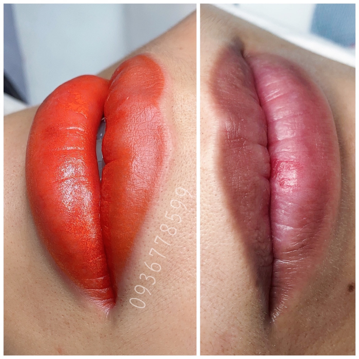 Hình ảnh thực tế kết quả phun môi tại Hoàng Thảo Beauty