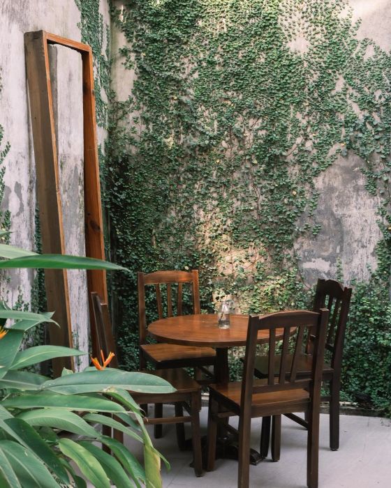Sân vườn xanh mát tại Bấc Cafe & Chill