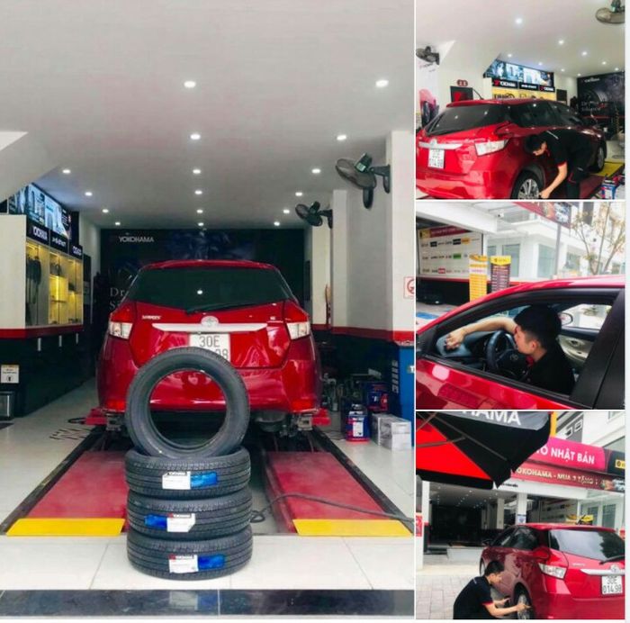 Hình ảnh quy trình thay lốp chuyên nghiệp tại Lốp Tín