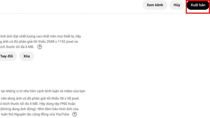 Hướng dẫn thay banner YouTube bằng máy tính - Bước hoàn thiện