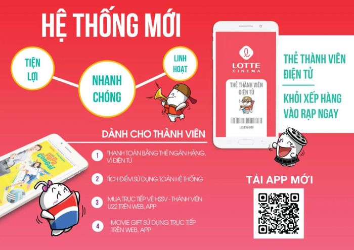 Không gian hiện đại tại rạp Lotte Cinema