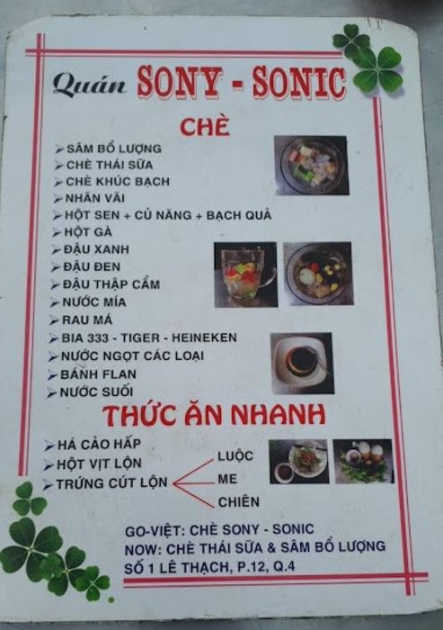 Chè Sony - Sonic - Đẳng cấp phục vụ hiện đại