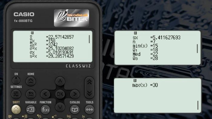 Hướng dẫn thực hiện thống kê trên Casio 880 qua ví dụ minh họa - Bước 3