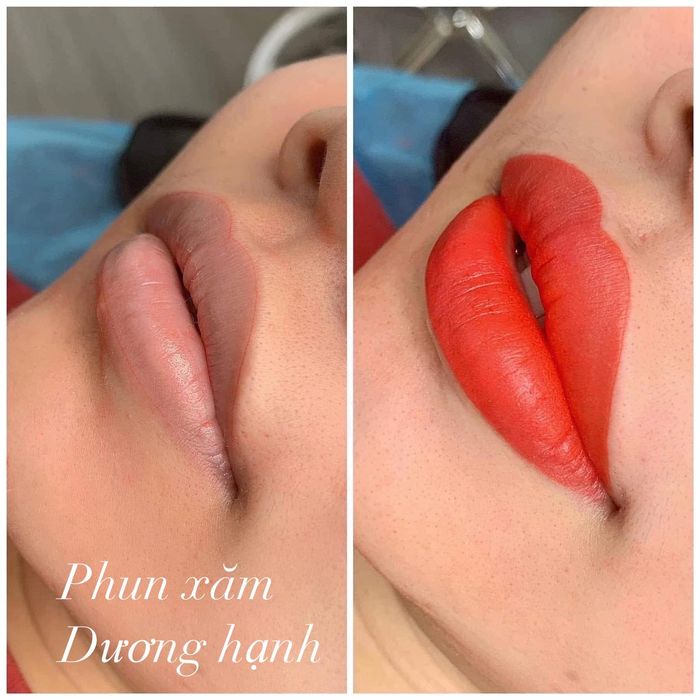 Hình ảnh thực tế quy trình phun xăm tại Dương Hạnh Beauty