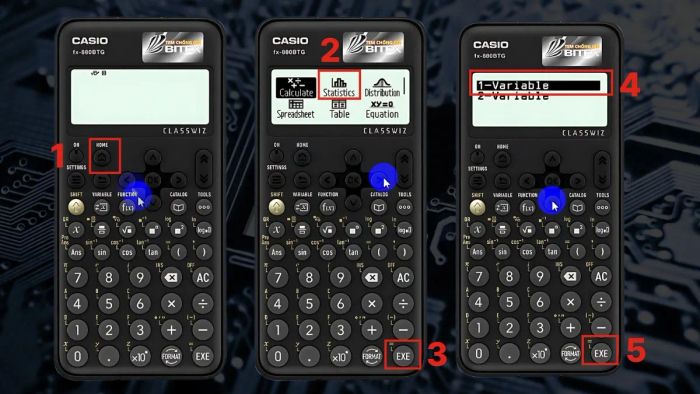 Hướng dẫn thao tác truy cập và sử dụng chức năng thống kê trên Casio 880