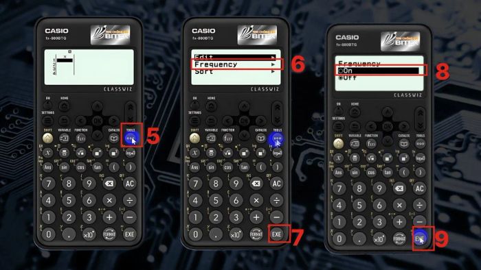 Thao tác thống kê và nhập dữ liệu bước hai trên Casio 880