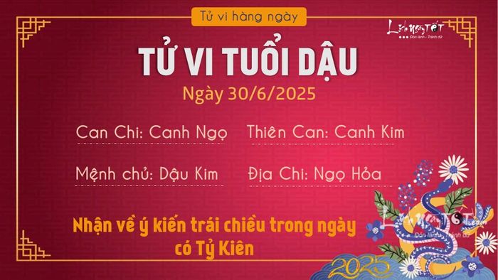 Tử vi 12 con giáp ngày 30/6/2025 - Tuổi Dậu