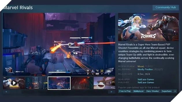 Hiện tại, thay vì duy trì được mức đánh giá tích cực như trước, Marvel Rivals chỉ đạt xếp hạng 