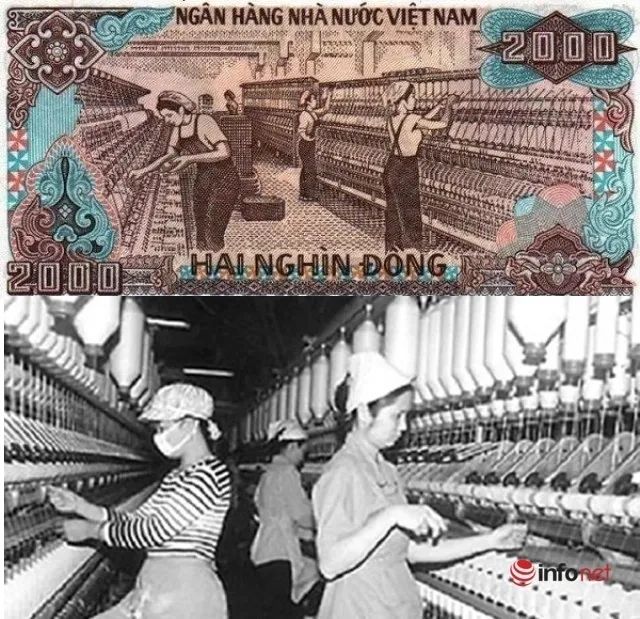 Hình ảnh đầu tiên về Nhà máy Dệt Nam Định trên tờ 2.000 đồng