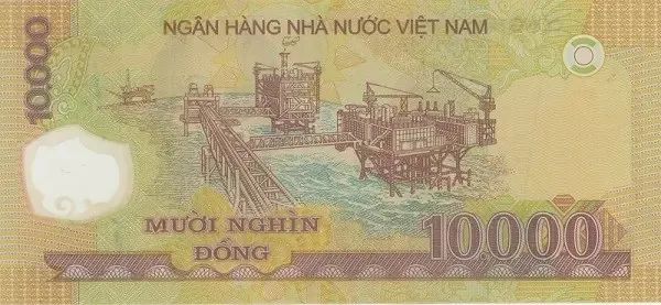 Hình ảnh thứ hai về mỏ dầu Bạch Hổ trên tờ 10.000 đồng
