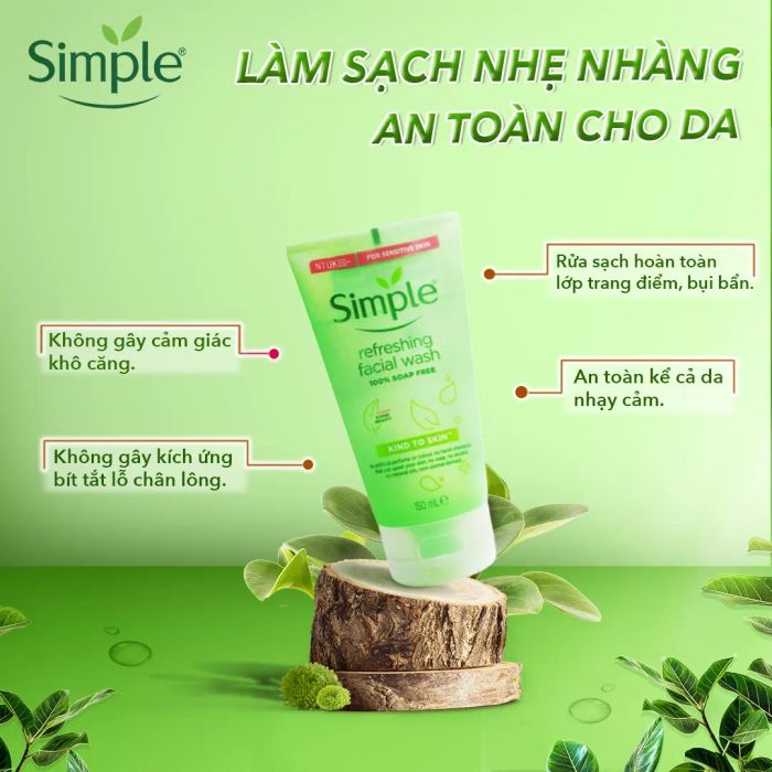 Hình ảnh minh họa thành phần nước tinh khiết 3 lần lọc trong sữa rửa mặt Simple