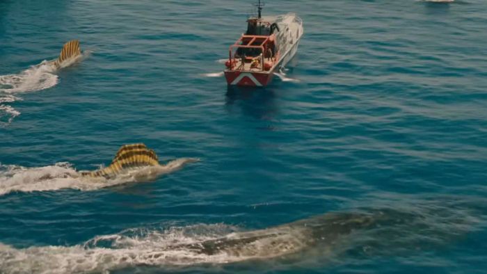 Sự tương tác giữa Mosasaur và Spinosaur là chi tiết cực kỳ hấp dẫn