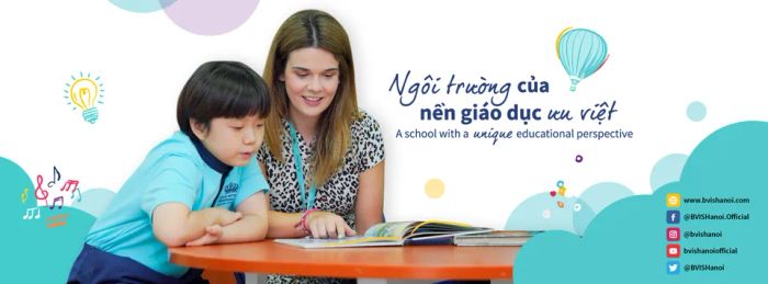 Góc nhìn toàn cảnh BVIS Hà Nội - hệ thống phòng học hiện đại, khu thể thao đa năng và không gian sáng tạo đạt chuẩn quốc tế.