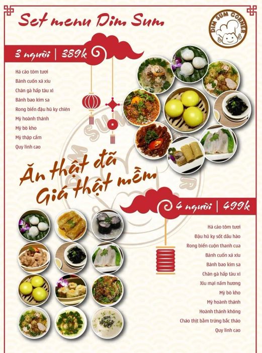 Thực đơn đa dạng với dimsum và các món Trung Hoa đặc sắc