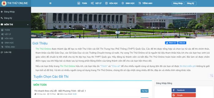 Hệ thống làm bài thi trực tuyến trên Thi Thử Online - Hiện đại và tiện ích