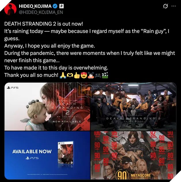 Hideo Kojima bày tỏ lòng biết ơn tới fan hâm mộ đã luôn tin tưởng vào tựa game đặc biệt này