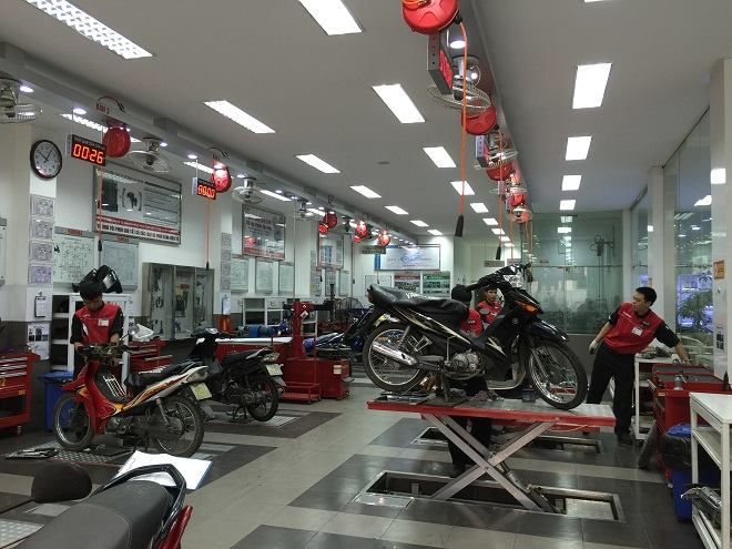 Hình ảnh minh họa quy trình sửa chữa xe máy tại chỗ