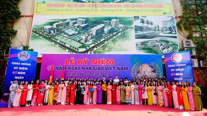 Hình ảnh khuôn viên xanh mát của THPT Hoàng Mai