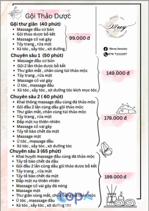 Meey Beauty - Bảng giá dịch vụ chăm sóc sắc đẹp và thư giãn đẳng cấp