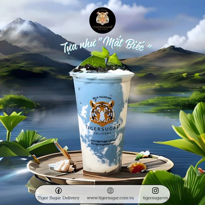 Hình ảnh đặc trưng Tiger Sugar với vân đường nâu nghệ thuật