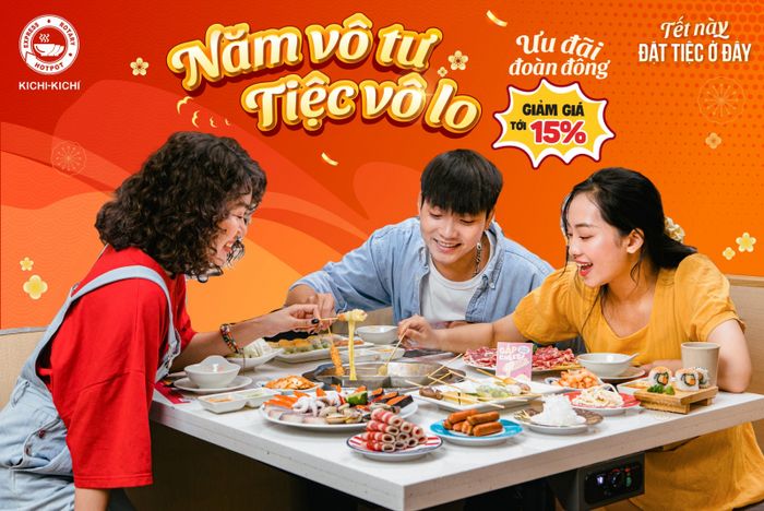 Nhà hàng Kichi Kichi ảnh 1 - Góc nhìn đầu tiên về thế giới lẩu băng chuyền sôi động, nơi những món ăn tươi ngon liên tục di chuyển trên băng tải đầy màu sắc