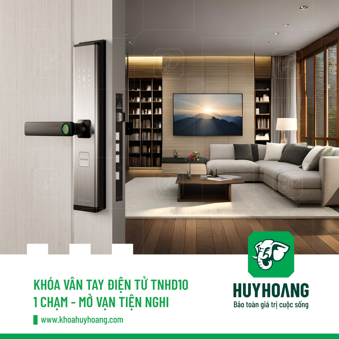 Hình ảnh thực tế khóa vân tay Huy Hoàng - Thiết kế tinh tế kết hợp công nghệ Ý