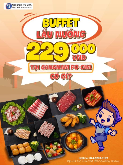 Gangnam Po-Cha - Nhà hàng thịt nướng Hàn Quốc ảnh 2 - Khoảnh khắc ẩm thực sống động với những nồi lẩu nghi ngút khói, bàn tiệc nướng hấp dẫn và không gian mang đậm phong cách phố Gangnam giữa lòng Hà Nội.