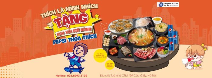 Gangnam Po-Cha - Nhà hàng thịt nướng Hàn Quốc ảnh 1 - Góc nhìn chân thực về không gian ẩm thực sôi động, nơi những nồi lẩu nghi ngút khói tỏa hương thơm nồng nàn đặc trưng xứ Hàn.