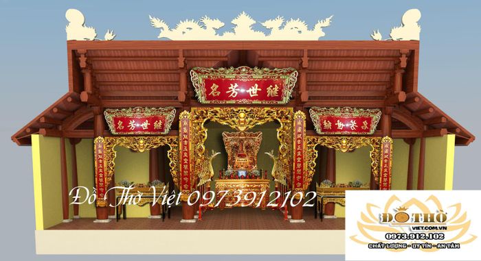 Tác phẩm đồ thờ gỗ chạm khắc tinh xảo