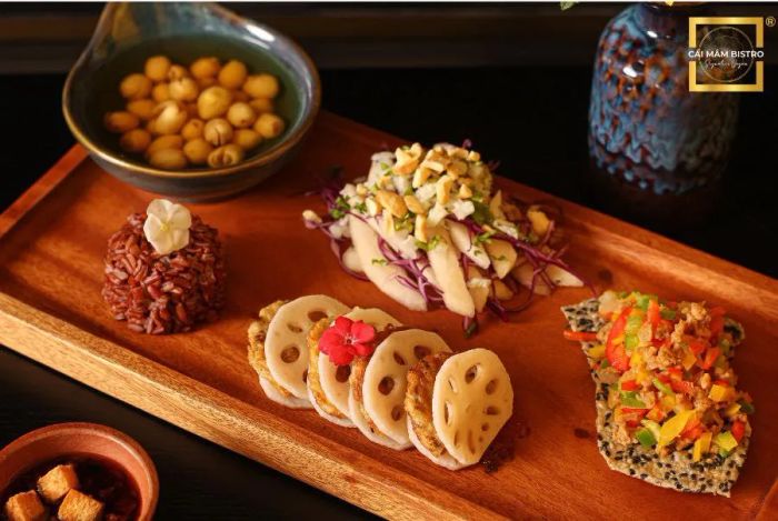 Góc ẩm thực tinh tế với những món chay trình bày nghệ thuật tại Cái Mâm Bistro