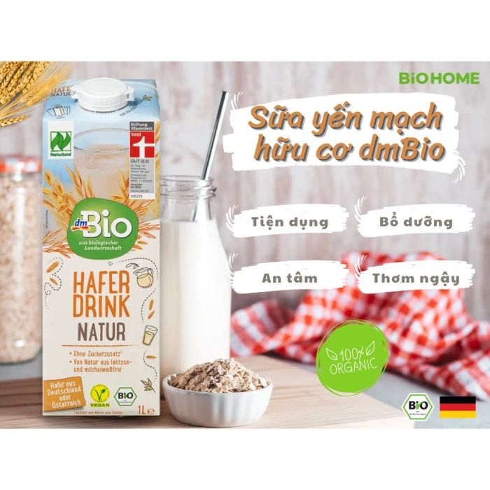 Hình ảnh chai Sữa Yến Mạch Hữu Cơ DmBio nguyên seal