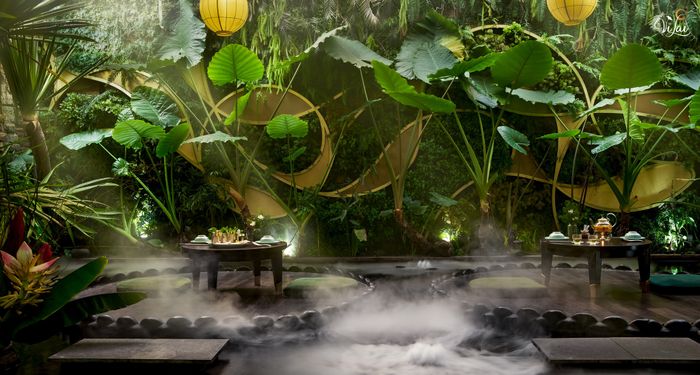 Bàn tiệc chay tinh tế trong không gian trang nhã tại Nhà hàng Chay Vị Lai