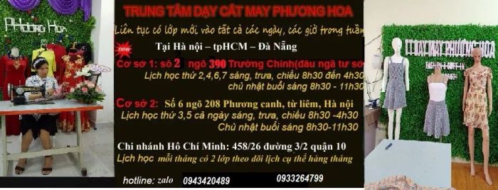 Trung tâm dạy cắt may Phương Hoa - Hình ảnh lớp học thực hành sinh động