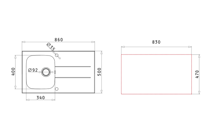 Bản vẽ kỹ thuật chậu rửa bát PYRAMIS Concerto 1B 1D – Black