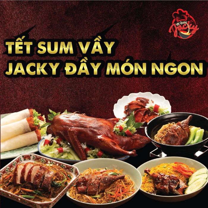 Vịt Quay Jacky ảnh 1 - Hình ảnh đầy quyến rũ về món vịt quay vàng ươm, lớp da căng bóng phủ đều gia vị, tỏa hương thơm nức mũi.