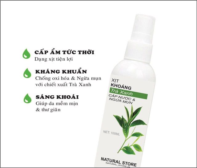 Xịt khoáng trà xanh Milaganics - thiết kế chai sang trọng màu xanh ngọc
