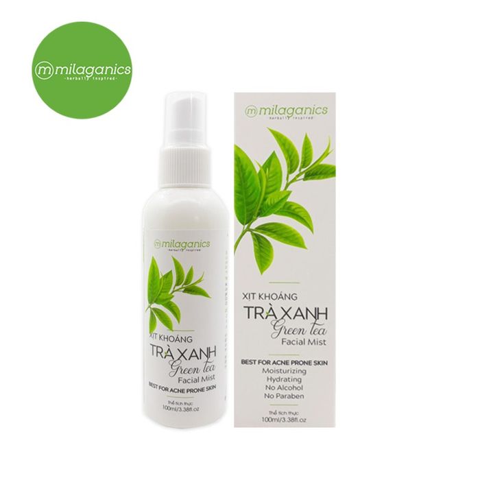 Xịt khoáng trà xanh Milaganics - hình ảnh thực tế sản phẩm