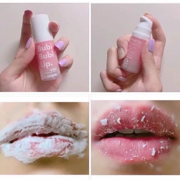 Hình ảnh minh họa quá trình sử dụng Bubi Bubi Lip - Bọt sủi tẩy da chết thần kỳ