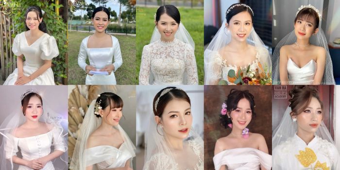 Hình ảnh học viên thực hành tại Vân Hà Makeup